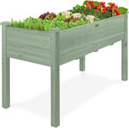 Best Choice Products 48x24x30in Raised Garden Bed, Elevated Wood Planter Box Stand for Backyard, Patio, Balcony w/Bed Liner, 200lb Capacity - Sage