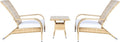 Conversation Set: 3-Piece Wicker Lounge Set with Table and White Cushions