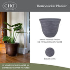 Classic Home and Garden Honeysuckle Resin Planters - Lightweight Indoor & Outdoor Plant Pots - UV-Resistant Plastic Flower Pots - Pot Planters for Flowers & Herbs (13" Zinc Grey)