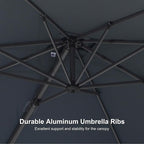 PURPLE LEAF 8' X 8' Patio Umbrella for Pool 7' High Offset Outdoor Cantilever Umbrella Swimming Pool Umbrella with 360°Rotation for Poolside Light Grey