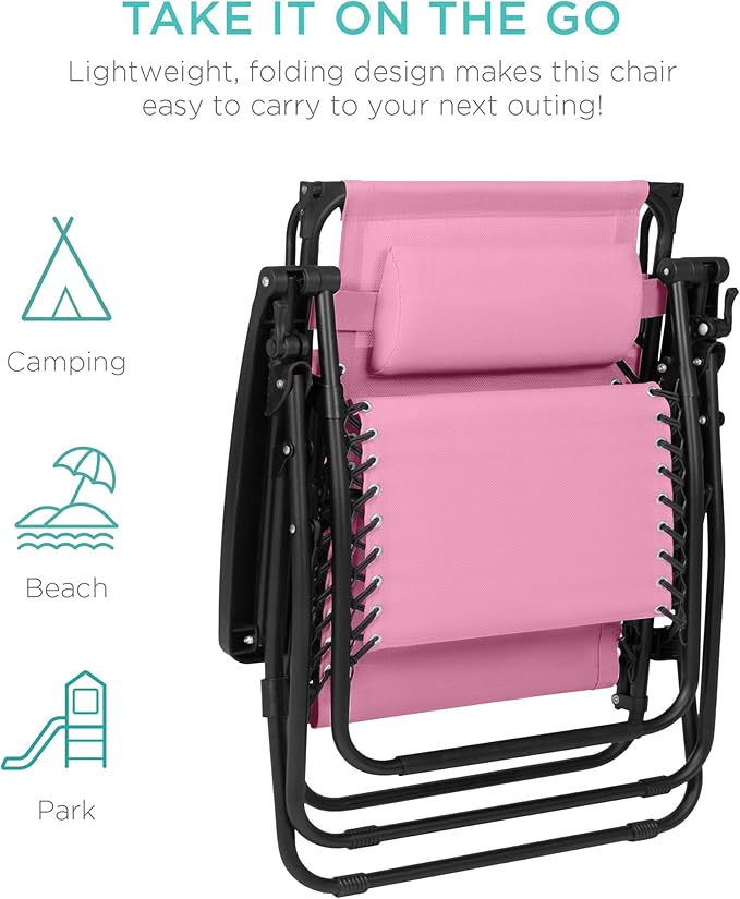 30” Wide Folding Zero Gravity Outdoor Recliner Patio Lounge