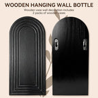 2 Pack Wooden Wall Vase Set, Boho Hanging Planter for Indoor Plants & Flowers, Wood Wall-Mounted Planters for Living Room, Modern Farmhouse Entryway or Bathroom, Rustic Art for Home (Black)