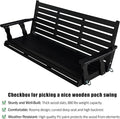 Porch Swing, 3-Seat Fir Wood, Carbon Black, 800 lb Capacity