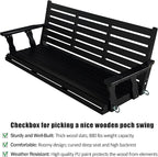 Porch Swing, 3-Seat Fir Wood, Carbon Black, 800 lb Capacity