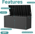Outdoor Storage Box, 100 Gal Black Resin Deck Box with Lockable Hydraulic Lid