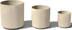 Veradek Demi Series Set of 3 Round Planters for Porch, Patio, Backyard | Durable Plastic-Concrete Material | Modern Décor for Tall Plants, Flower
