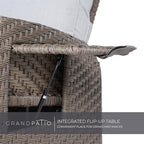 Grand patio Outdoor Reclining Chairs with Extended Footrest 2-Piece Adjustable Patio Wicker,Lounge Recliner up to 150° with Flip Side Table, Mist Grey