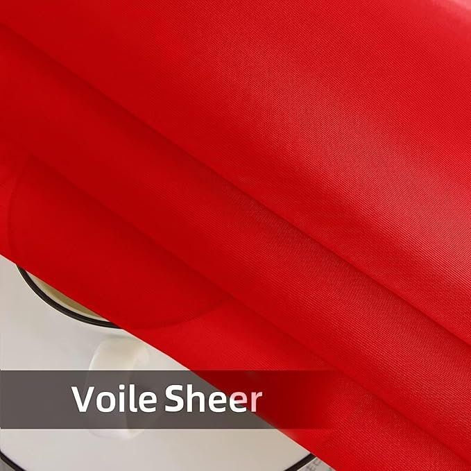 SpaceDresser Waterproof Outdoor Sheer Curtains for Patio - 2 Panels Rod Pocket Indoor Voile Sheer Curtain for Living Room,52W x 120L inch,Red