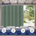 PureFit Outdoor Curtains for Patio Waterproof Weatherproof, UV Resistant Outside Curtains for Gazebo, Front Porch, Pergola, Sun Blocking Privacy Curtain, 100W x 84L inch, 1 Panel, Sage Green