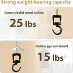 Mkono Ceiling Hooks for Hanging Plants, Heavy Duty Metal Plant Hanger for Drop Ceiling, Swag Hook for Hanging Planters, Lights, Birdfeeders, Indoor Outdoor Decorative Screw-in Hooks (Black 2 Pack)