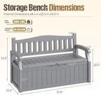 80-Gallon Outdoor Storage Bench, Waterproof Deck Box with Lockable Lid & Armrests for Patio, Garden, Pool, Gray