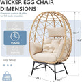 Egg Lounge Chair in Beige Wicker, Oversized with Cushions