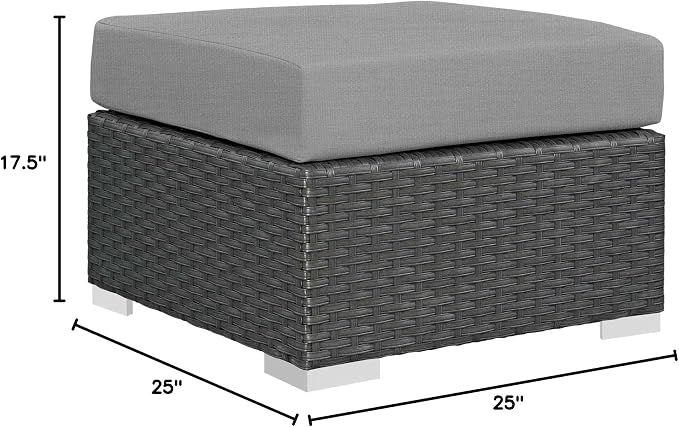Patio Ottoman with Canvas Gray Sunbrella Cushion and Aluminum Frame