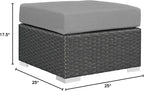 Patio Ottoman with Canvas Gray Sunbrella Cushion and Aluminum Frame