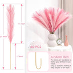 Faux Pampas Grass Stems 60 Count Dark and Light Pink 21.7 Inch