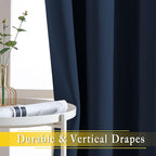 NICETOWN Bedroom Window Treatment Blackout Curtain Panel - Thermal Insulated Blackout Curtain Drape/Drapery for Sliding Glass Door/Patio (Navy, 1 Panel, 80 x 95 inch)