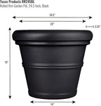 Tusco Products RR245BK Classic Rolled Rim Garden Planter, 24.5", Black