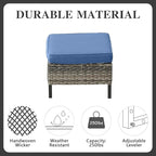 Belord 7 Piece Outdoor Furniture Patio Wicker Sofa Set, Oversize Outdoor Dining Chairs with Rattan Ottomans, Conversation Sets Patio Furniture Come with Removable Washable Cushion Blue