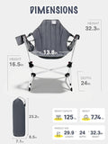 Kids Hammock Camping Chair, Grey, Foldable with Cup Holder and 125 lb Limit