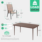JEAREY Patio Dining Table, Outdoor Dining Table All-Weather for Garden, Backyard, Lawn, Coffee