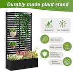 Metal Raised Garden Bed with Trellis,Planter Box for Climbing Plants, Vegetables & Vines, Features Drainage Holes and Privacy Screen.raised garden beds outdoor planters for porch (Black, 71"x35"x16")