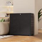 ADDOK Indoor Outdoor Plastic Storage Cabinet 34"x15"x34", Outdoor Storage Shed for Living Room, Hallway, Balcony, Garage, Garden, Backyard-Black（W/O Shelf）
