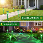 Solar Outdoor Lights, St Patricks Day 10 Pack Solar Pathway Lights Outdoor Waterproof, Stainless Steel Stake Lighting for Garden Yard Path Walkway Driveway Patio Lawn Outside Décor,Green