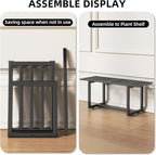 2 Pack Metal Plant Stand, Foldable Heavy Duty Indoor, Window Iron Plant Shelf - Mid Century Modern Slatted Bench for Patio, Garden, Living Room Load Bearing 330 lbs 26" L x 10.4" H x 8.6" W 1 Tier Black