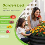 AHEONLAR 3 Pack 2x2x1 ft Round Galvanized Raised Garden Bed Kit Round Metal Flower Box Large Planter Raised Beds Outdoor Garden for Planting,Fruit,Herb Black