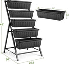 Suyncll Vertical Raised Garden Bed Planter Box,5 Tiers Vertical Garden Planter with Drainage System&4 Hooks for Herb Vegetables Flowers