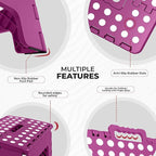 Utopia Home Folding Step Stool with Handle – 9 Inch Anti Slip Collapsible Stool – Holds Up to 300 lbs – Sturdy Plastic Step Stool Foldable for Kitchen, Bathroom and Home Use (1-Pack, Purple)