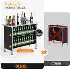VINGLI 43" Portable Bar Table, 3-Tier Shelves, Mobile Bar Table for Events, Party, Camping, Picnic, Tradeshow, Indoor with Black Skirt (2, 43")