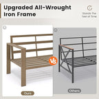 UDPATIO 6 Piece Patio Furniture Set, Faux Wood Metal Outdoor Sectional Sofa with 6" Thick Olefin Cushions, Wide Armrest & Coffee Table, L Shaped Outdoor Furniture for Garden, Backyard Dark Grey