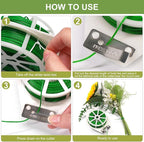 Plant Support Ties, Green Coated Wire, 1312 Ft Roll with Built-in Cutter