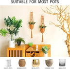 Artilady Hanging Planter for Indoor Plants Macrame Plant Hanger Large Hanging Plant Holder Brown Plants Basket White Rope Boho Original Wall Decor (Brown Plant Hanger-2pcs)