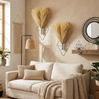 2 Pieces Boho Wall Decor Hanging Planters with Artificial Plants Metal Hanging Vase Indoor Plants Holder Modern Wall Art for Bathroom Bedroom Living Room Decor, Silver, Pampas Grass
