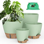 Plant Pots, 12" 10" 6" 8" Inch Self Watering Pots with Water Level Indicator, Set of 5 Flower Pots Indoor with Drainage Holes, Modern Planters for Indoor Outdoor Plants, Room & Office Décor