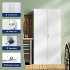 Yizosh Metal Storage Cabinet with Locking Doors and 5 Adjustable Shelves,- 72" Garage Storage White Steel Lockable File Cabinet for Office,Home,Garage