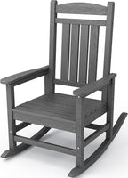 KINGYES Outdoor Rocking Chairs, HDPE All-Weather Patio Rocking Chairs High Back Porch Rocker for Adult, Gray