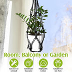 Hoteam 12 Pcs Macrame Plant Hangers Macrame Hanging Planters for Indoor Plants Handmade Boho Hanging Baskets Flower Pots Holder for Outdoor Home Wall Decor