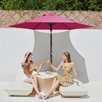 JEAREY 7.5FT Patio Umbrella Market Table Umbrella with 6 Sturdy Ribs, Push Button Tilt/Crank Outdoor Umbrella for Garden, Deck, Backyard, Pool and Beach,Rose Pink