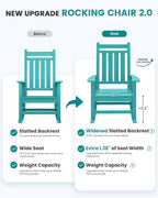 SERWALL Oversized Outdoor Rocking Chair Set of 4, HDPE Rocker for Adults, Patio Rocking Chairs for Porch, Aruba