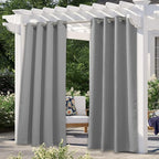 NICETOWN Patio Curtain Outdoor Waterproof, Thermal Insulated Rustproof Blackout Privacy Light Blocking Outdoor Indoor Window Drapes for Gazebo/Playground, 1 Panel, W52 x L95 Inch, Silver Grey