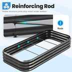 Quictent Galvanized Raised Garden Bed Kit, 6x3x1 ft Oval Metal Planter Box for Vegetables, Dark Grey
