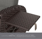 Grand patio Outdoor Recliner Air Pump 150° Lay Flat Reclining Chair with Independent Adjustable Back and Footrest Removable Olefin Cushion Flip-Up Table Wicker Grey 2PCS
