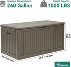 YITAHOME 260 Gallon Large Deck Box with Divider & Side Handles, Outdoor Double-Wall Storage for Patio Furniture Cushions, Garden Pool Accessories, Waterproof & Lockable