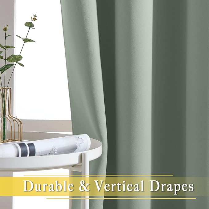 Blackout Sage Green Curtain for Classroom – 1 Panel, W46 x L63