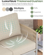 Aluminum Outdoor Patio Furniture Set with Dual-Layer Coffee Table, 4 Piece Modern Patio Conversation Sets with PE Rope, Outdoor Sectional Sofa with Thick Cushions for Balcony, Deck, Beige