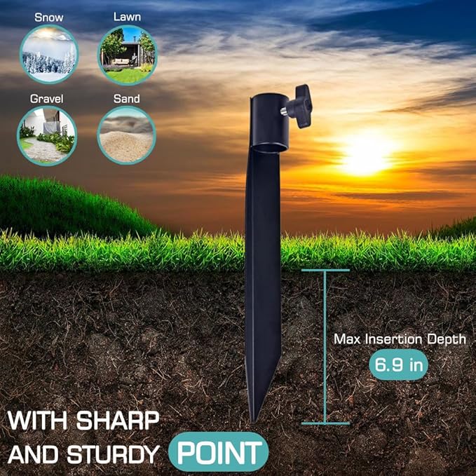 Outdoor Metal Stakes for Ground, Garden Stakes for Lights,Used for Replacement Metal Ground Spike in Live Flame Torches and Solar Lights-6.7 Inch (Black 12 Pack)