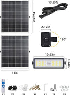 WERISE Solar Flood Lights Outdoor Waterproof IP66, 3600 Lumen 6500K LED Floodlight with 16.4ft Wire, 30000mAh Battery Dusk to Dawn Solar Powered Security Light with Remote Control for Shed Garage Barn